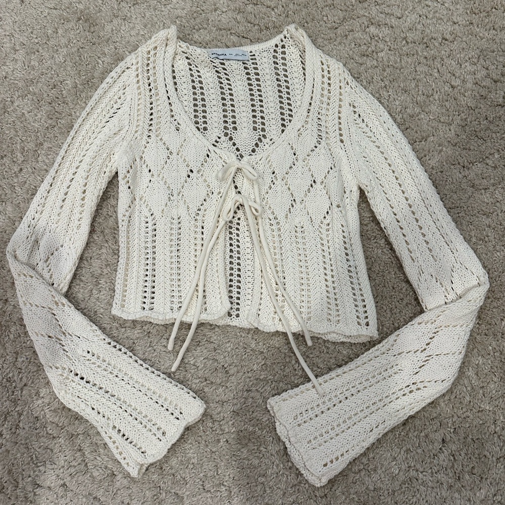 Bershka White Knit Cover Up
Size Large 
White